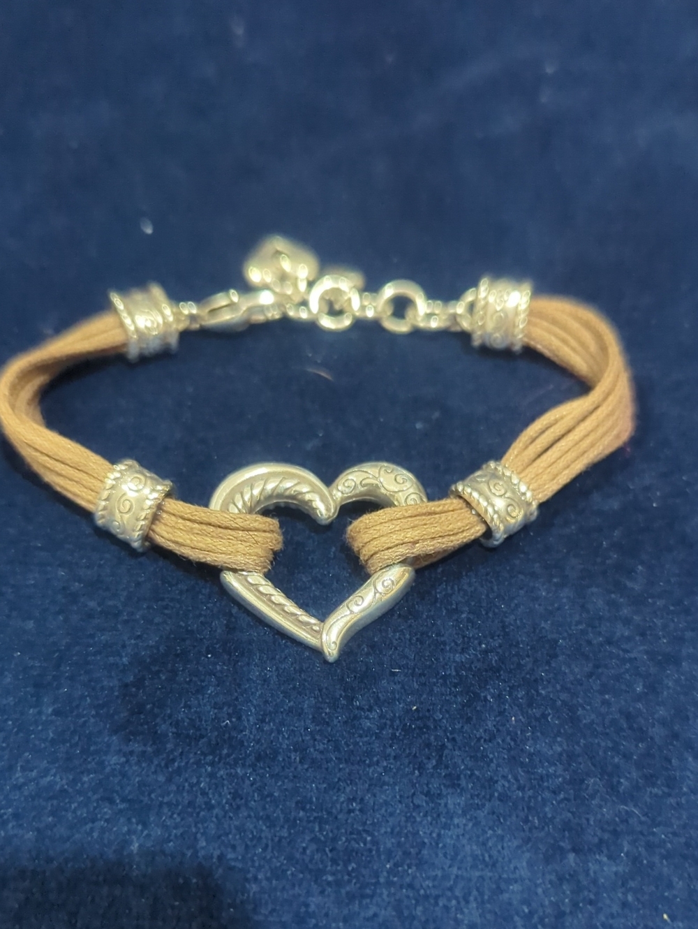 Heart Accent Brown Cord Bracelet